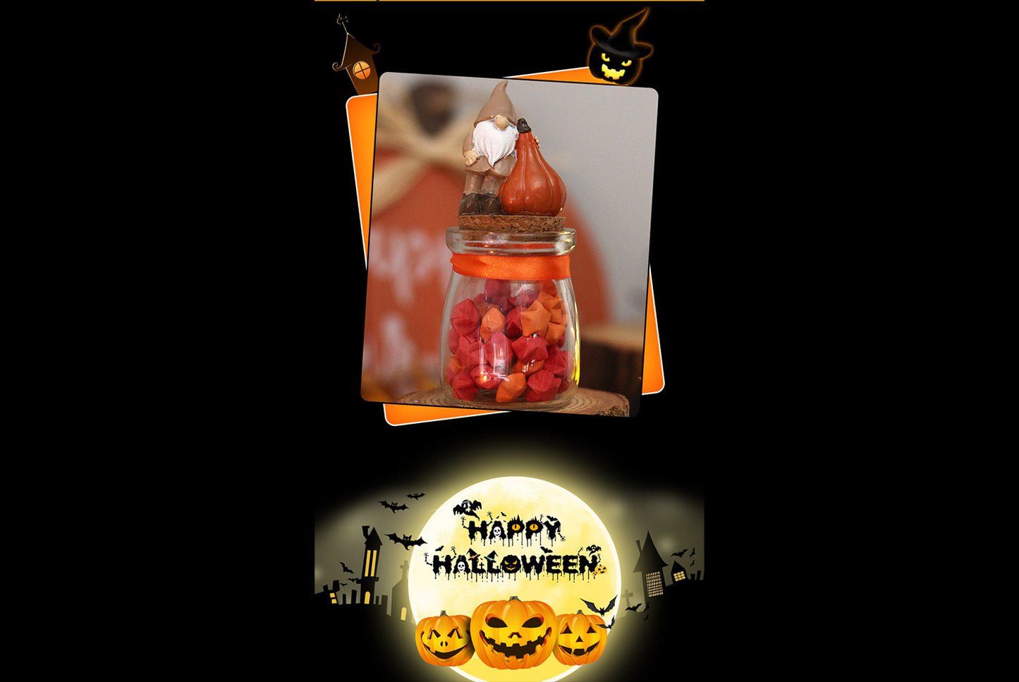 **Cute Ghost Pumpkin Resin Candy Jar Ornament**