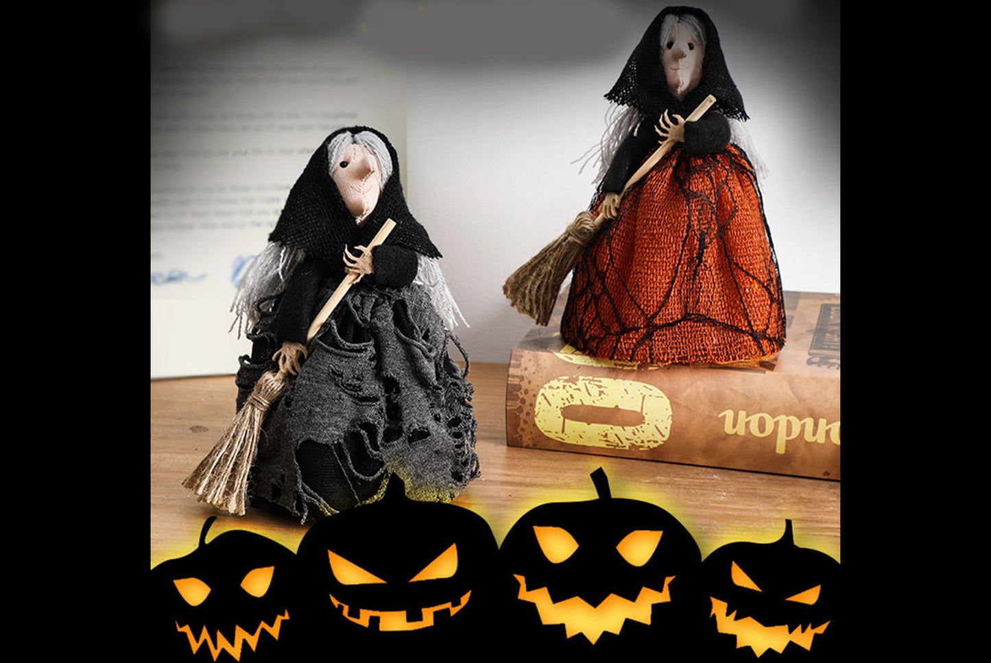 **Exquisite Broom Witch Treetop Star Ornament**