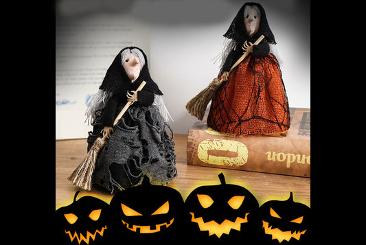 **Exquisite Broom Witch Treetop Star Ornament**