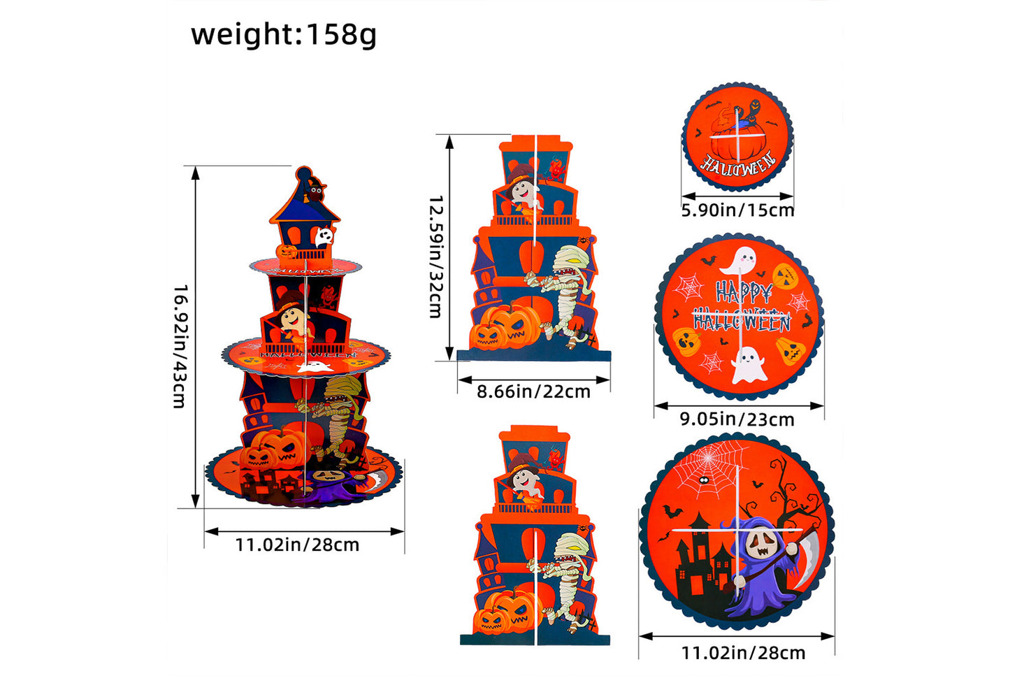 **Halloween Pumpkin Multi-Tier Cake Stand Decorative 3D Cake Tray**