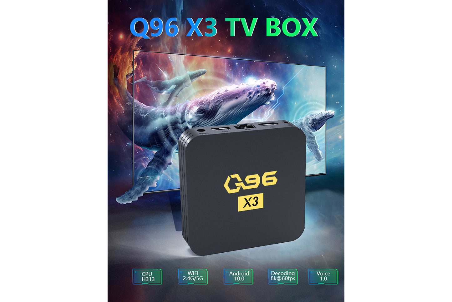 **Q96X3 Android 10 Internet Set-Top Box (8+128GB Version)**(UK plug)