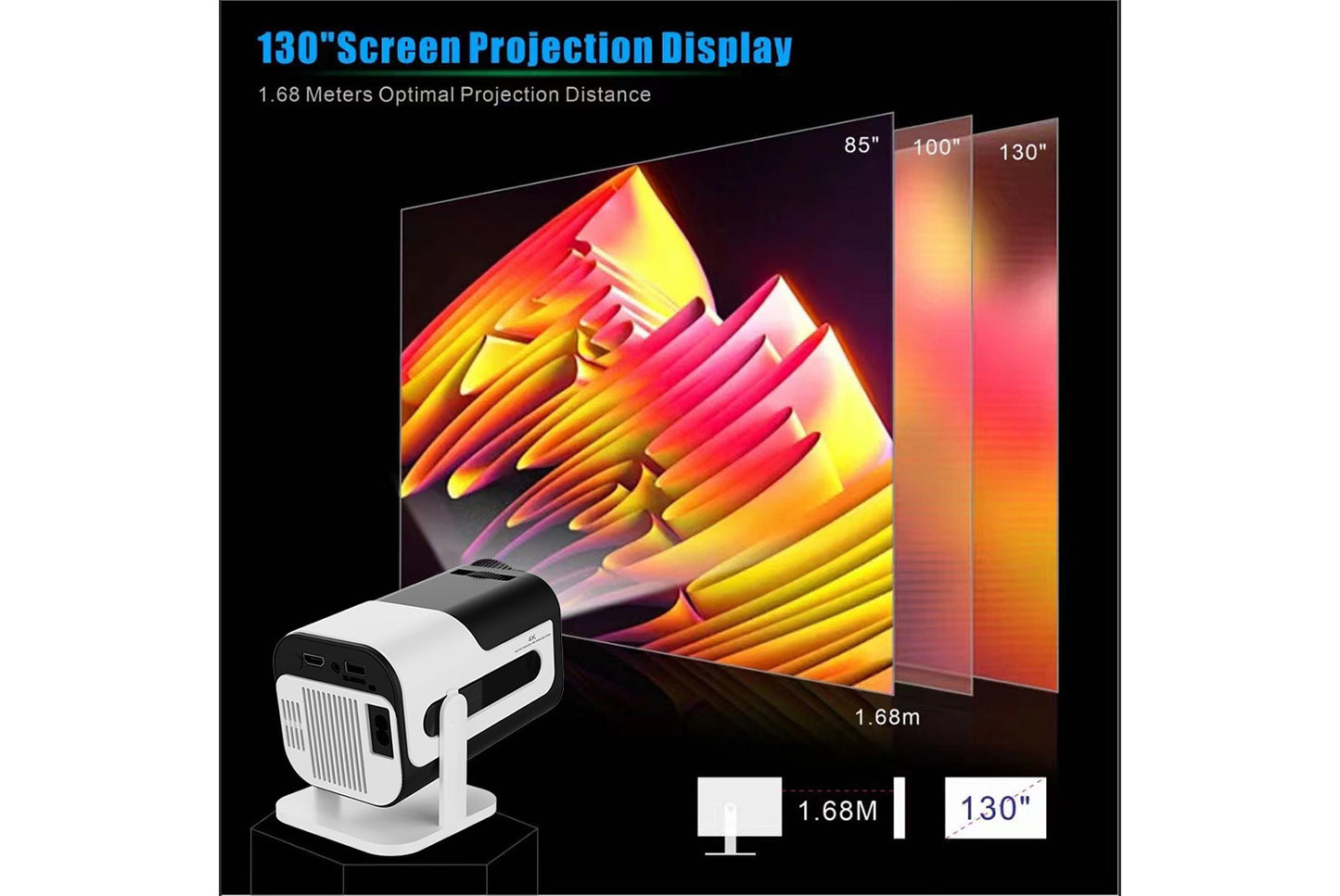 **Smart 4K Home Projector Portable Home Theater System**(UK plug)