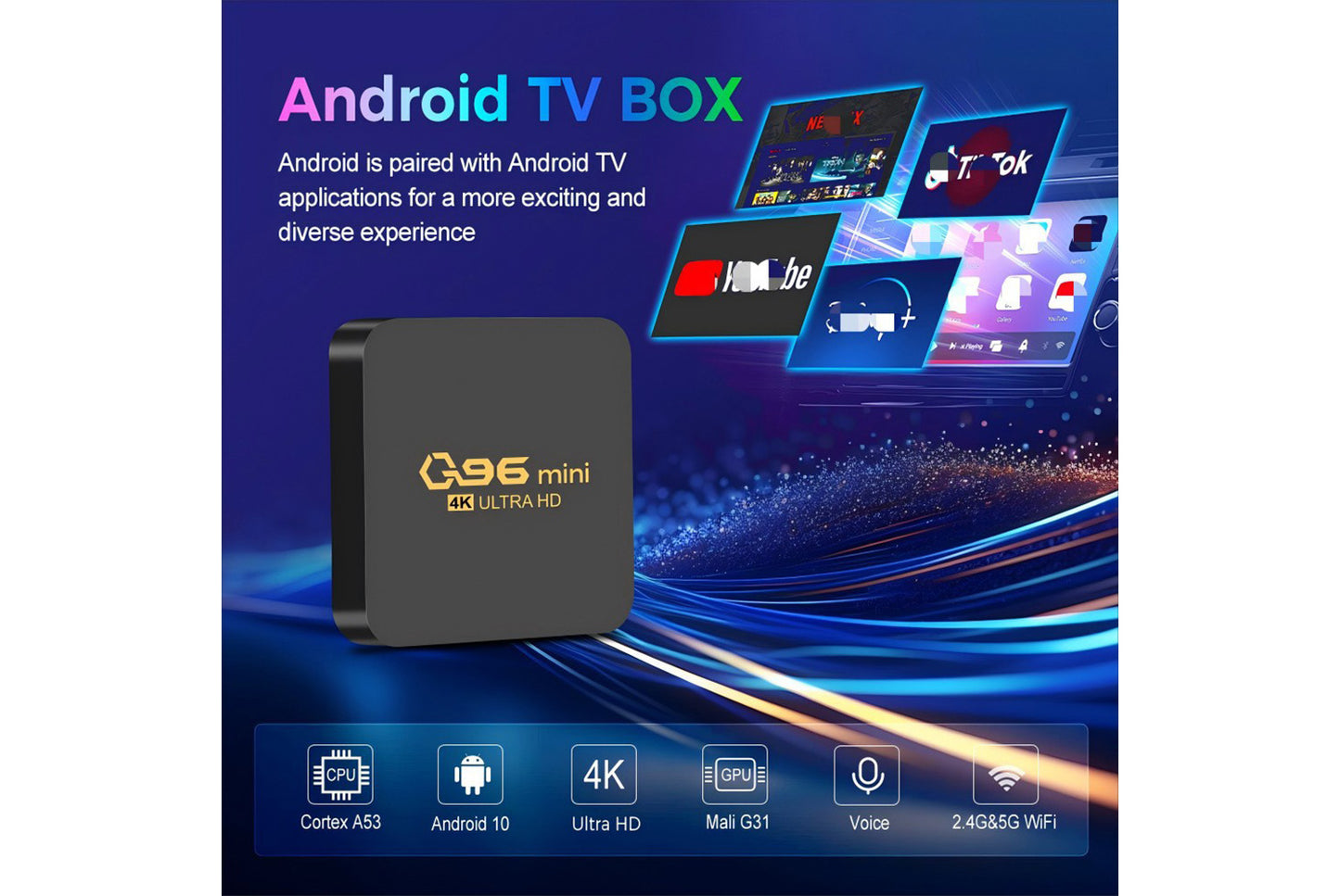 **Q96 MINI Smart TV Box 8+128GB Large Storage Edition**(UK plug)