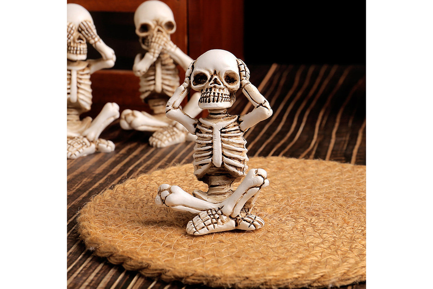 Halloween Skull Ornament Set | No Hear, No See, No Talk Design | Ghost Festival Desktop Decor