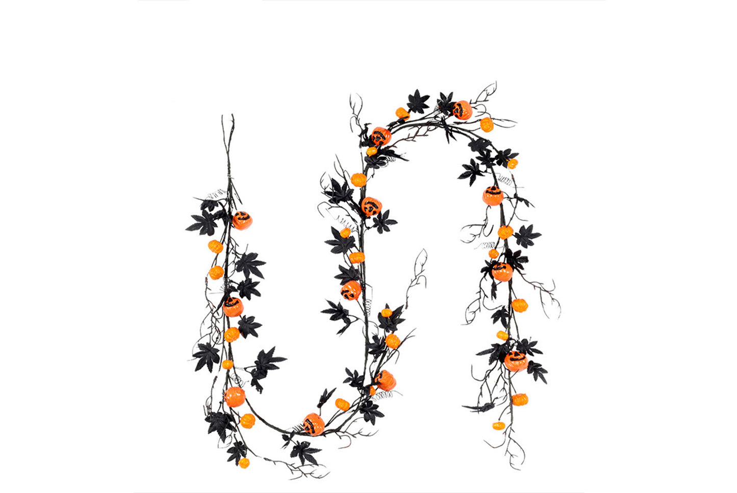 **Halloween 1.8m Black Maple Leaf Scary Pumpkin Vines Home Party Door Hanging**