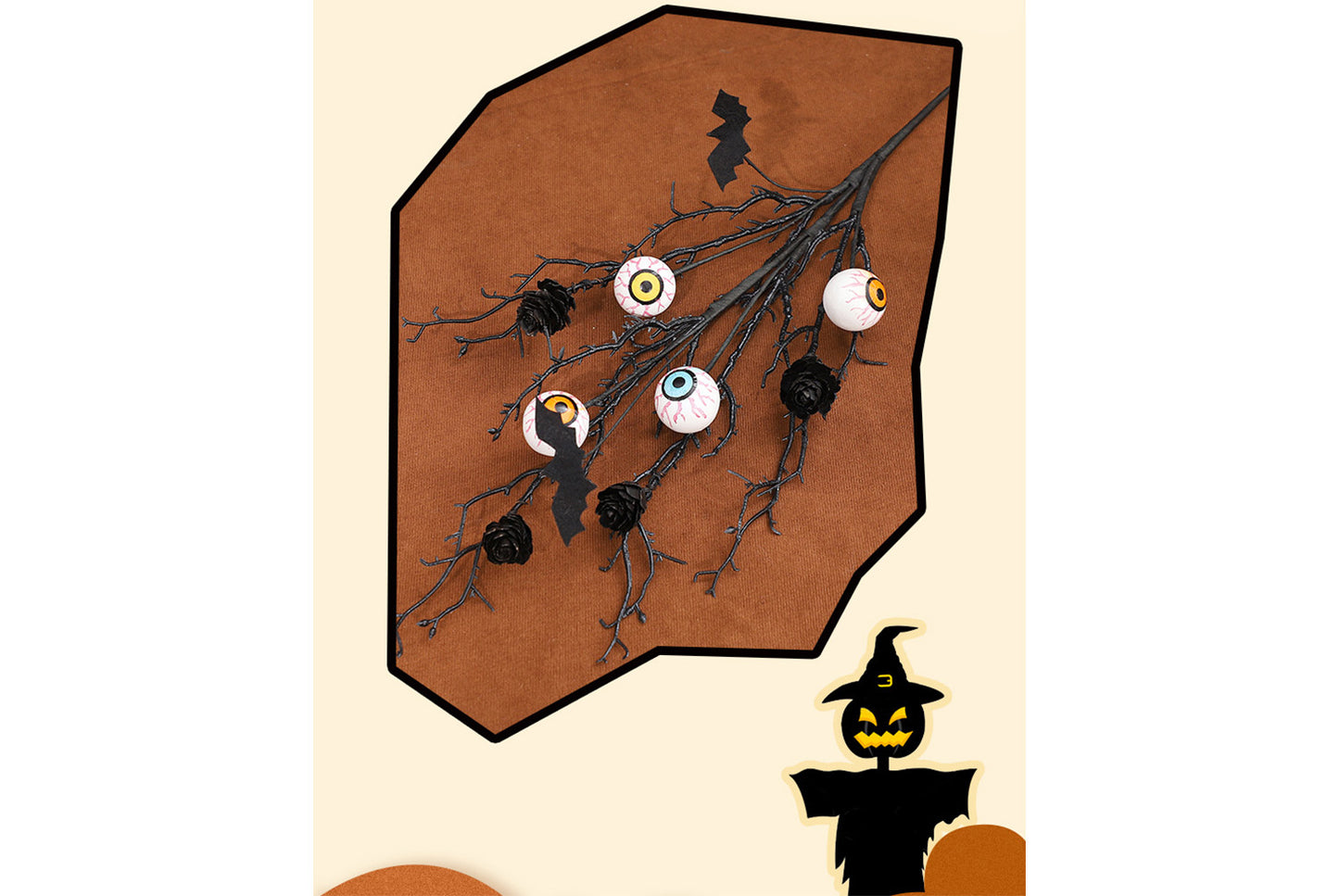 **Creative Maple Leaf, Bat, and Pine Cone Eyeball Cutting Bouquet Accessory**