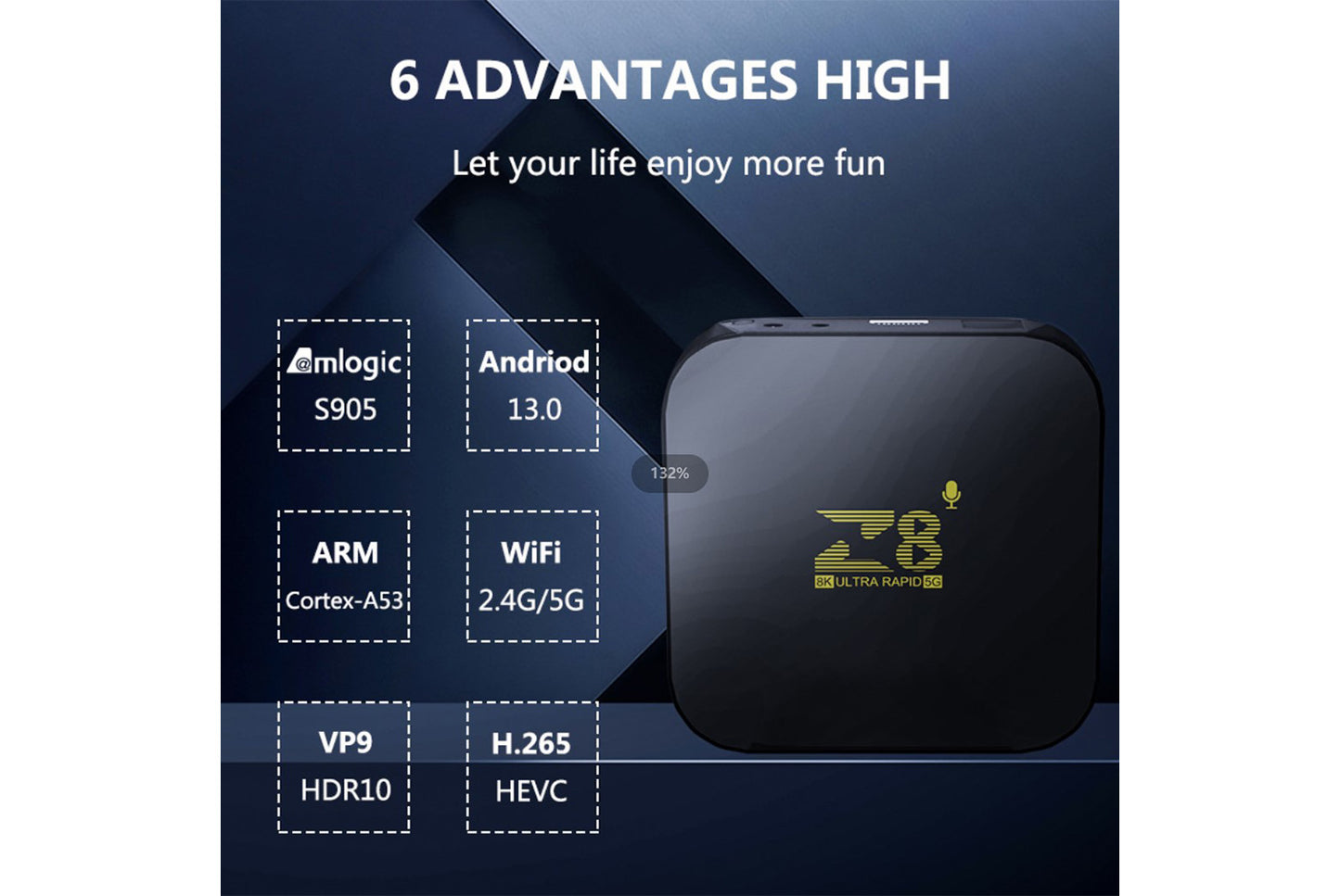 **Z8ATV 4K Smart Internet Set-Top Box (8+128GB Large Storage Edition)**(UK plug)