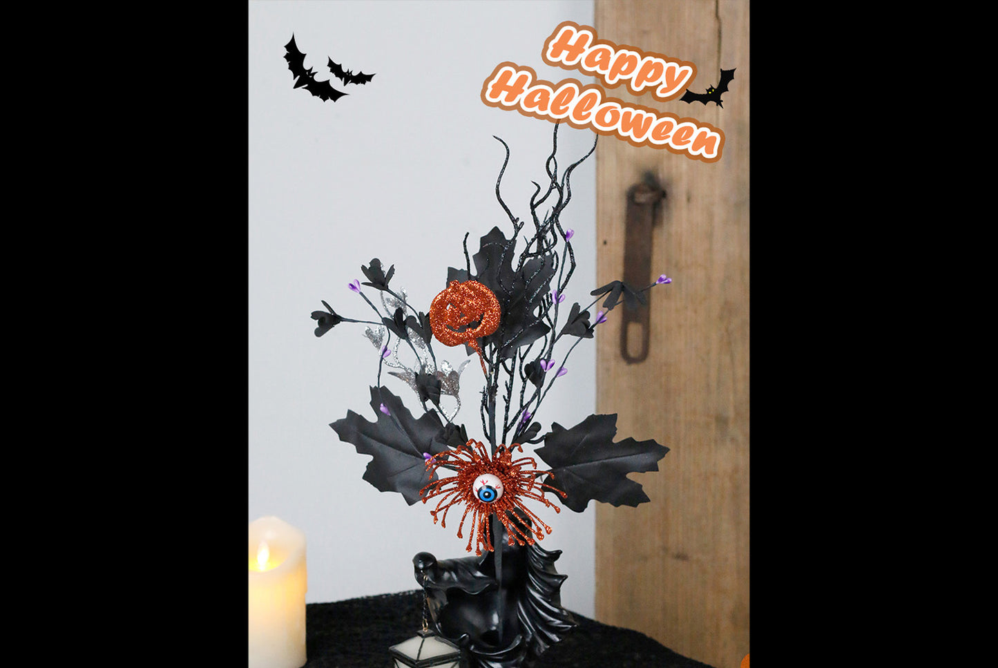 Spooky Pumpkin Maple Leaf Eyeball Flower