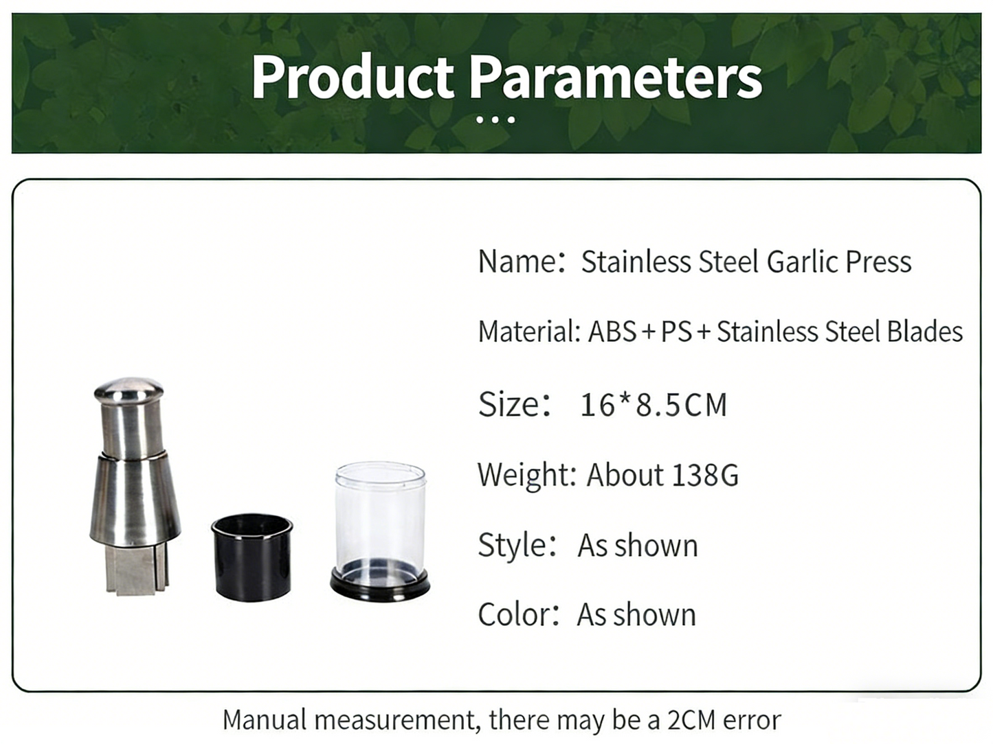 Stainless Steel Manual Garlic Cutter