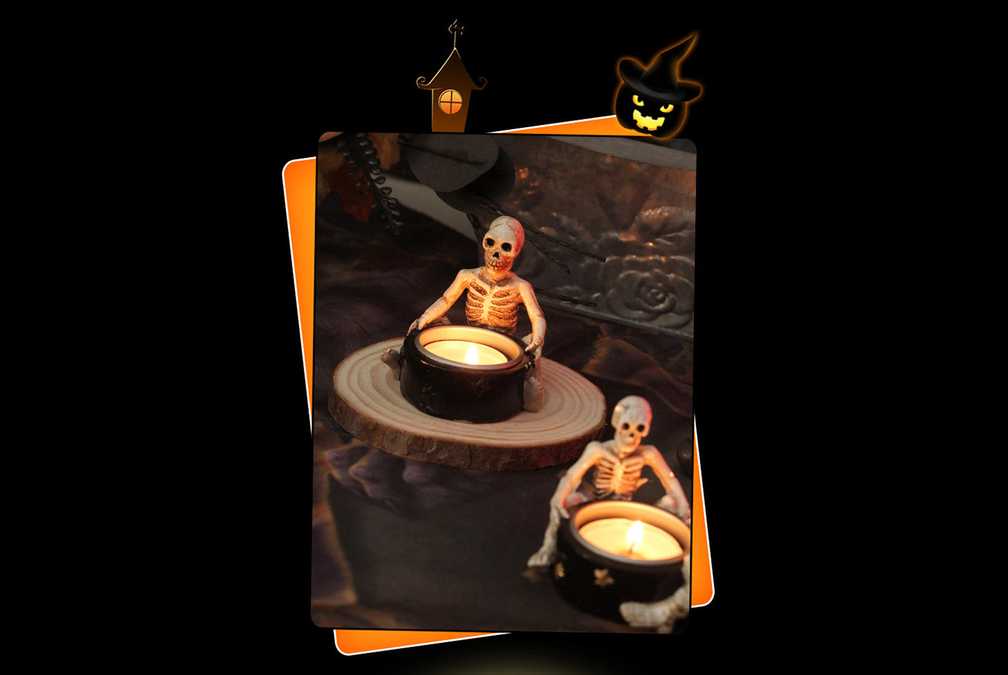 *Halloween Scary Witch Skull Candle Holder - Halloween Party Tabletop Decoration*