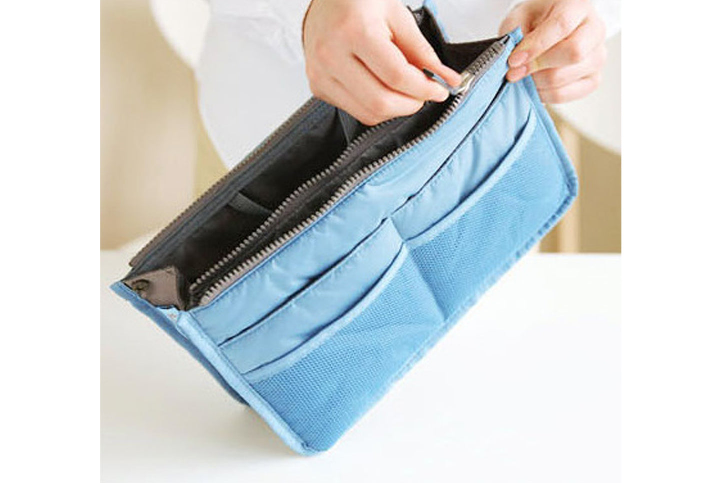 Double zipper storage bag