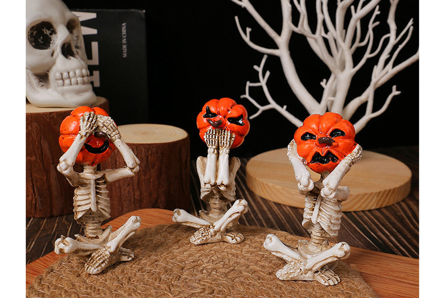 Meditation Yoga Pumpkin Skull Figurine
