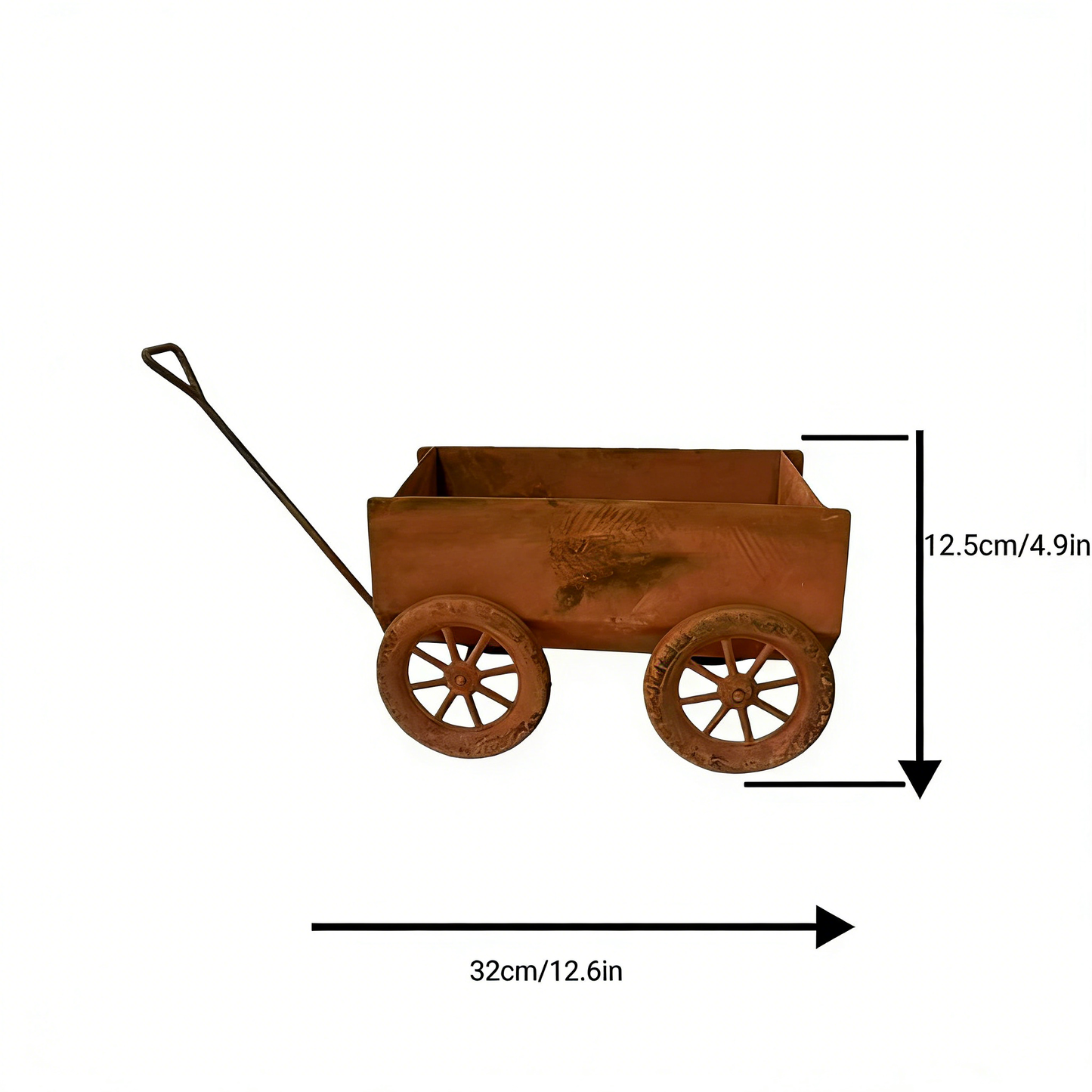 Vintage Distressed Iron Cart Flower Pot