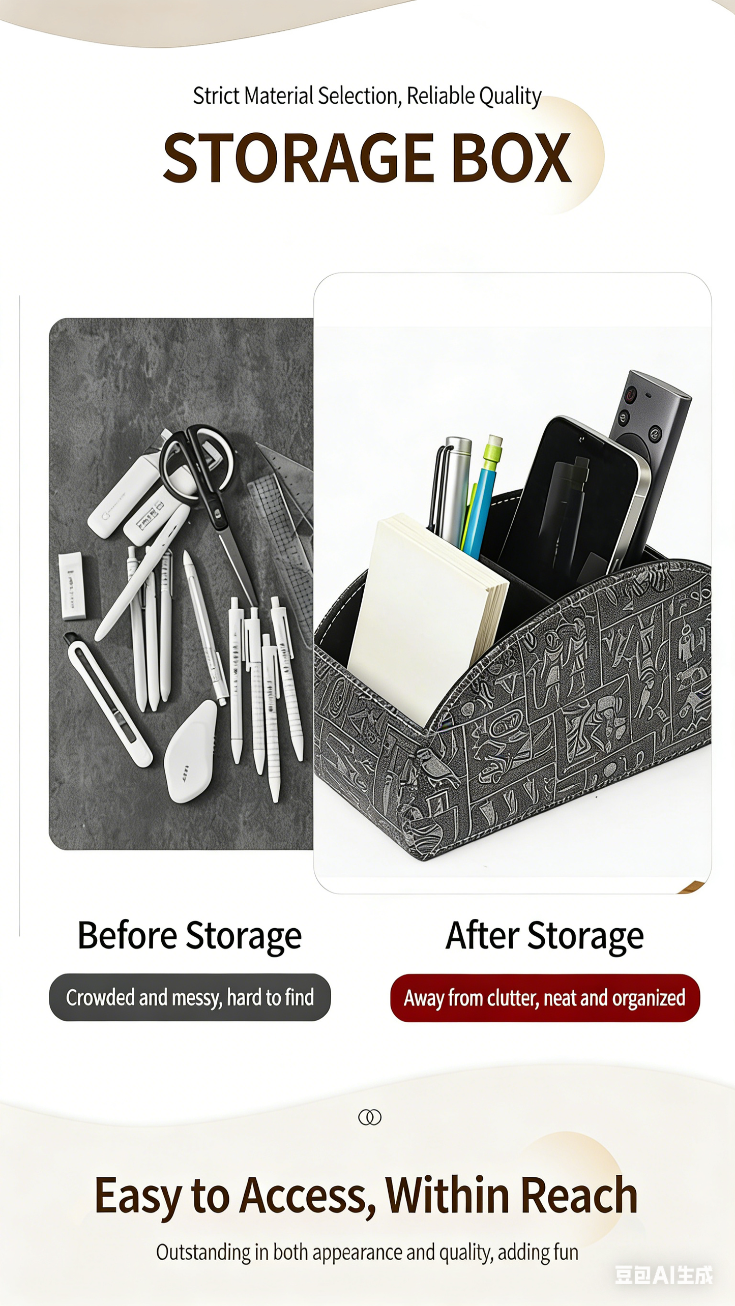 PU Leather Remote Control Organizer