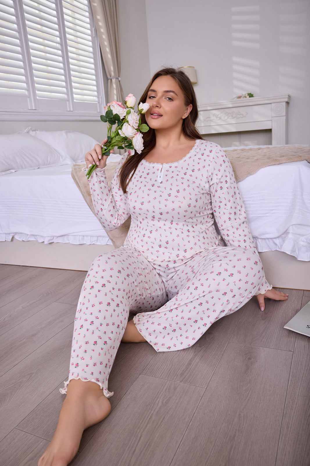 Autumn and winter women's long-sleeved casual pajamas and home wear sets