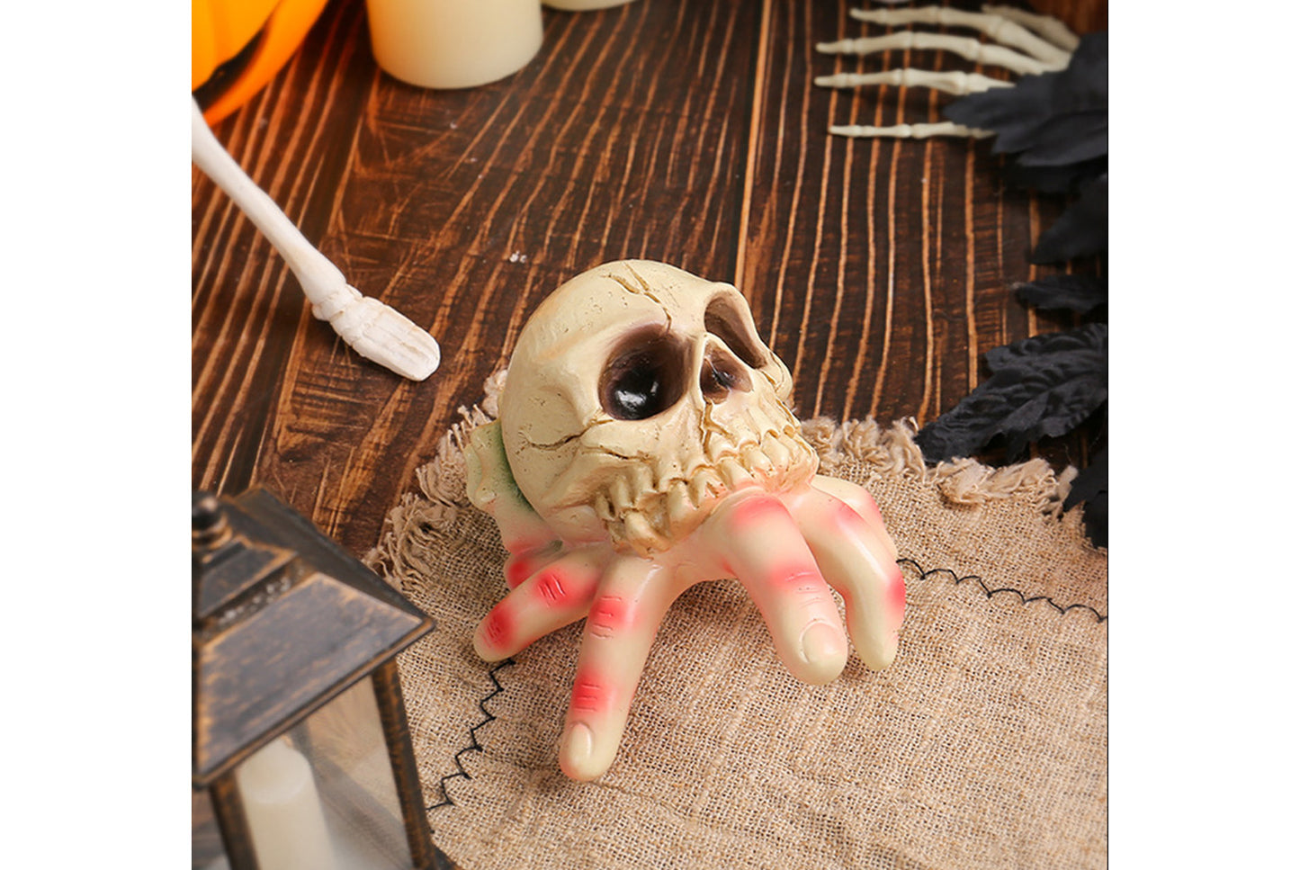 Halloween Skull Conch Hand Figurine | Resin Horror Garden Decor