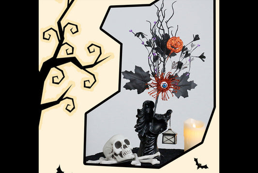 Spooky Pumpkin Maple Leaf Eyeball Flower