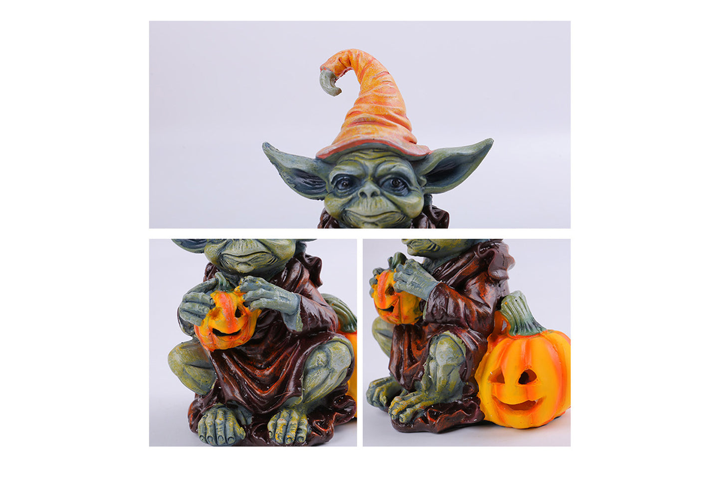 Halloween Pumpkin Lantern Resin Ornament | Glowing Gnome Doll