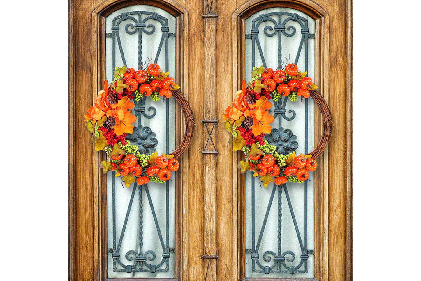 Autumn Pumpkin Vine Wreath Door Hanging Decoration