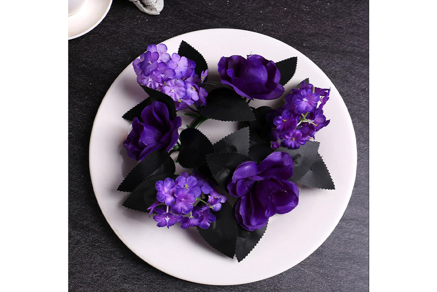 **Halloween Purple Rose Candle Garland Decoration**