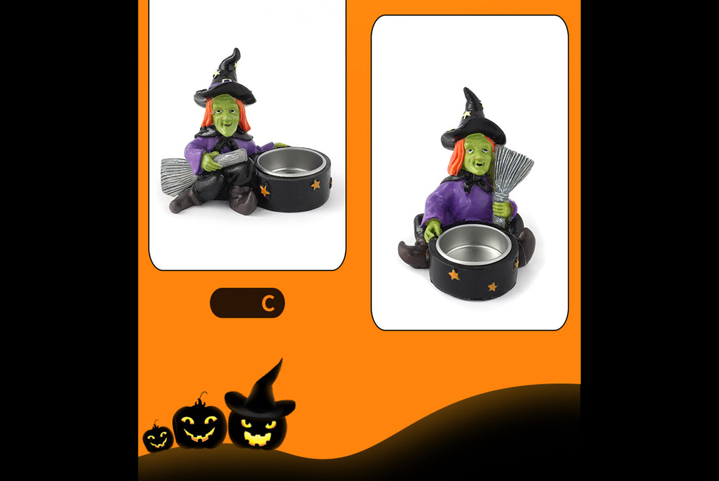 *Halloween Scary Witch Skull Candle Holder - Halloween Party Tabletop Decoration*