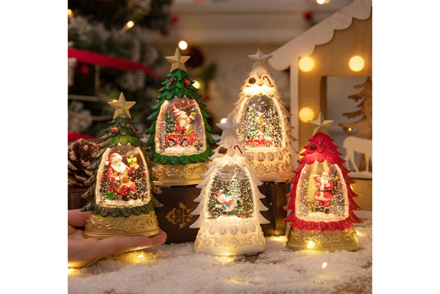 **Christmas Tree Crystal Chandelier - Luminous Snow Desktop Night Light**