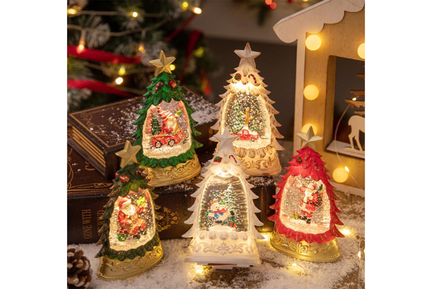 **Christmas Tree Crystal Chandelier - Luminous Snow Desktop Night Light**