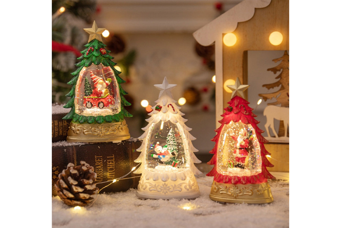 **Christmas Tree Crystal Chandelier - Luminous Snow Desktop Night Light**