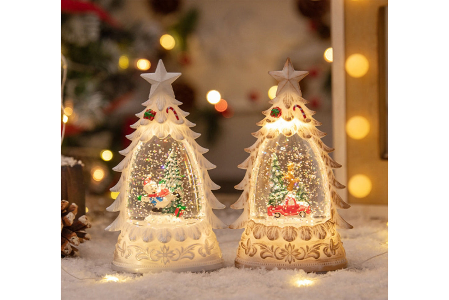 **Christmas Tree Crystal Chandelier - Luminous Snow Desktop Night Light**