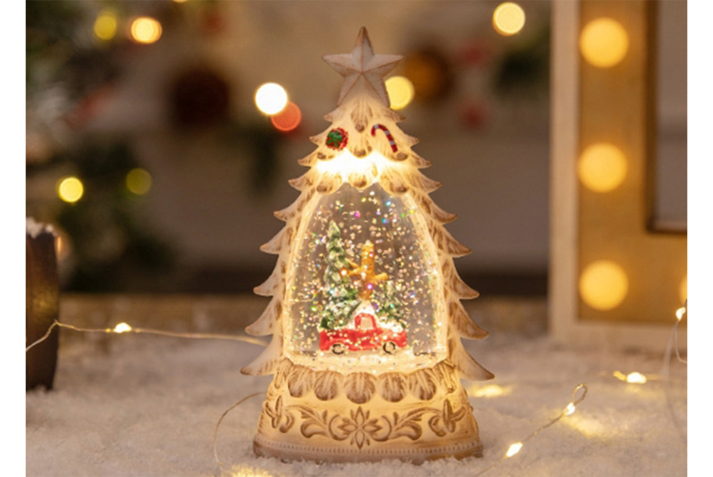 **Christmas Tree Crystal Chandelier - Luminous Snow Desktop Night Light**