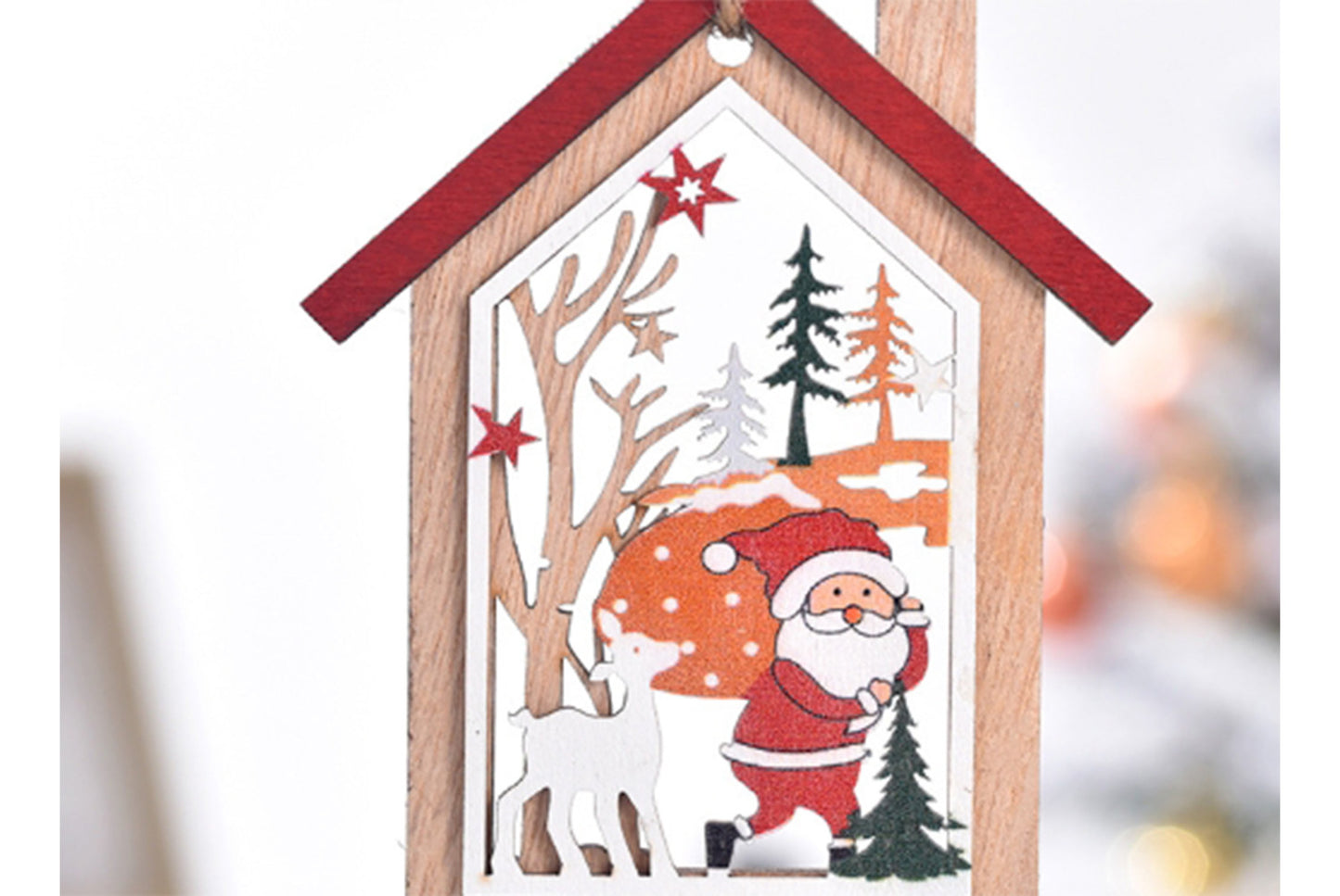 **Christmas Wooden Hollow Pendant - Holiday Tree Ornaments**