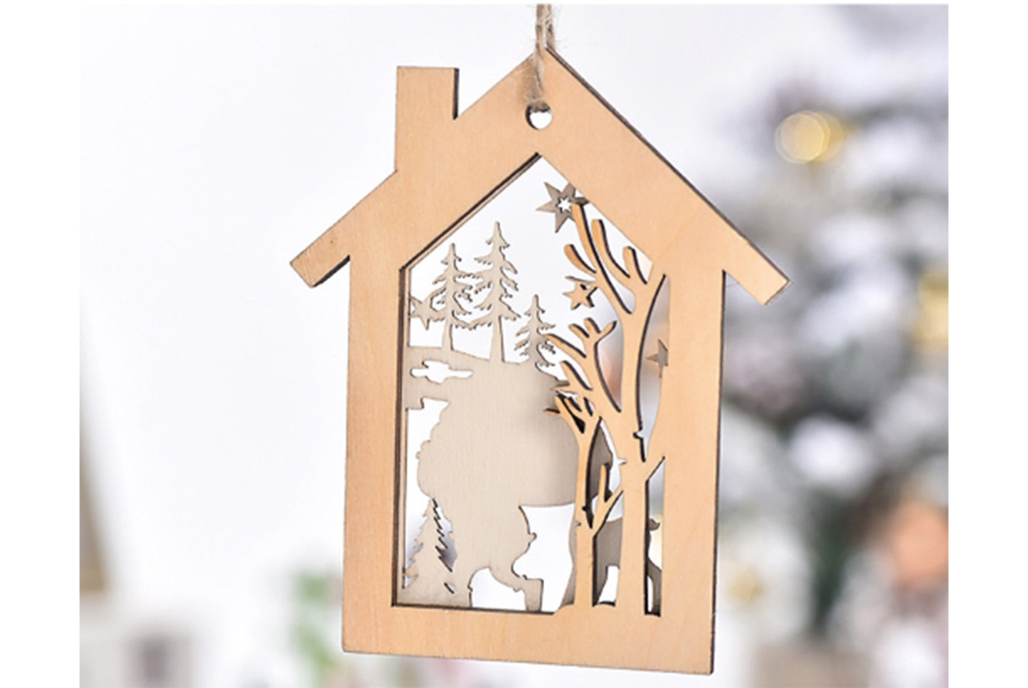 **Christmas Wooden Hollow Pendant - Holiday Tree Ornaments**