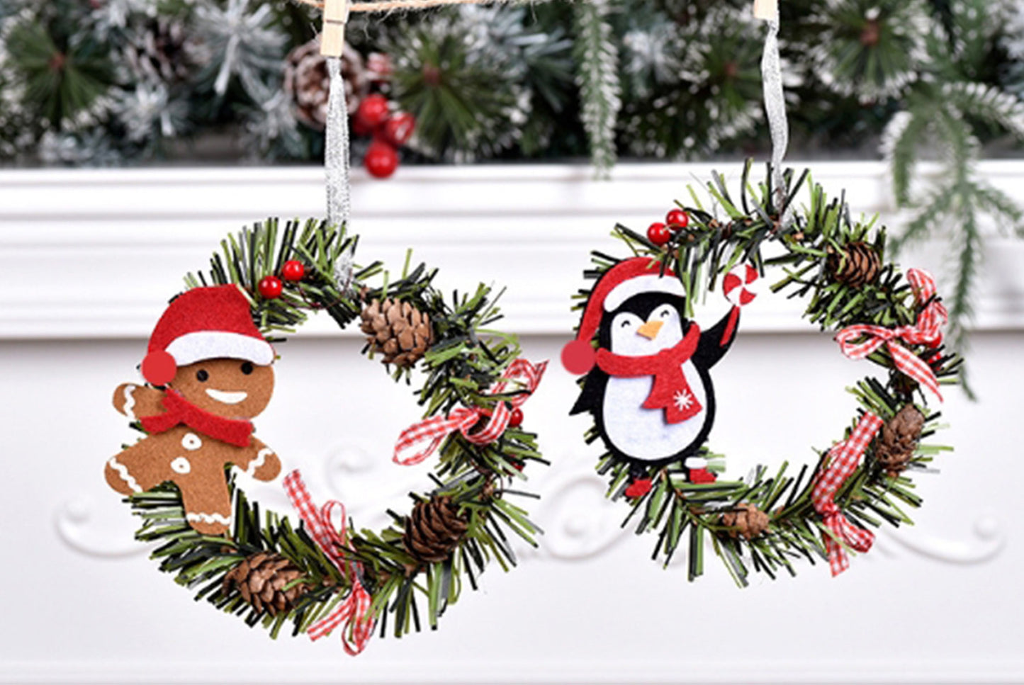 **Christmas PVC Wreath Pendant - Pine Cone Decoration**