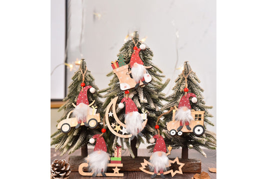 **New Christmas Wooden Ornament - Faceless Old Man Rudolph Ornament**