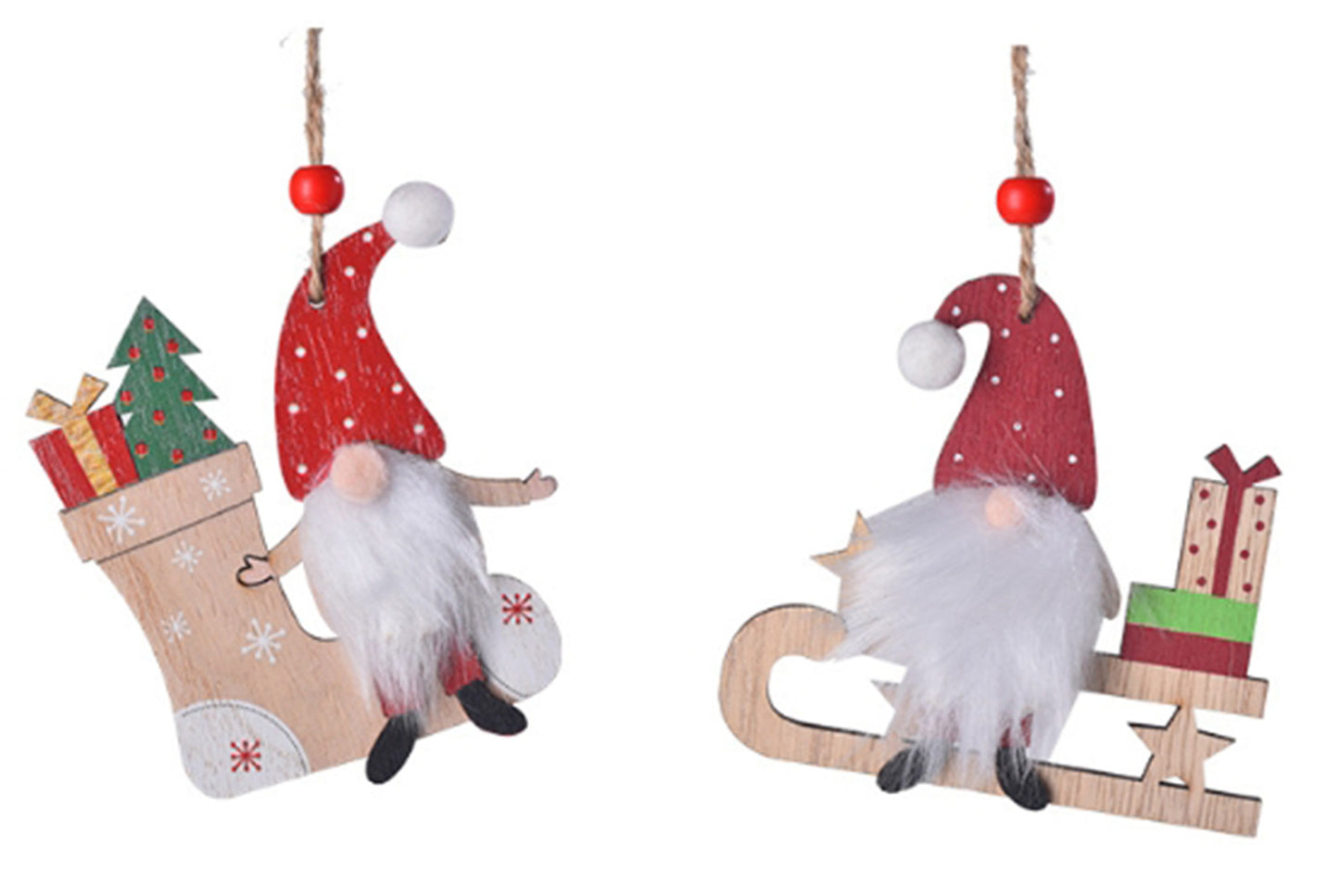 **New Christmas Wooden Ornament - Faceless Old Man Rudolph Ornament**