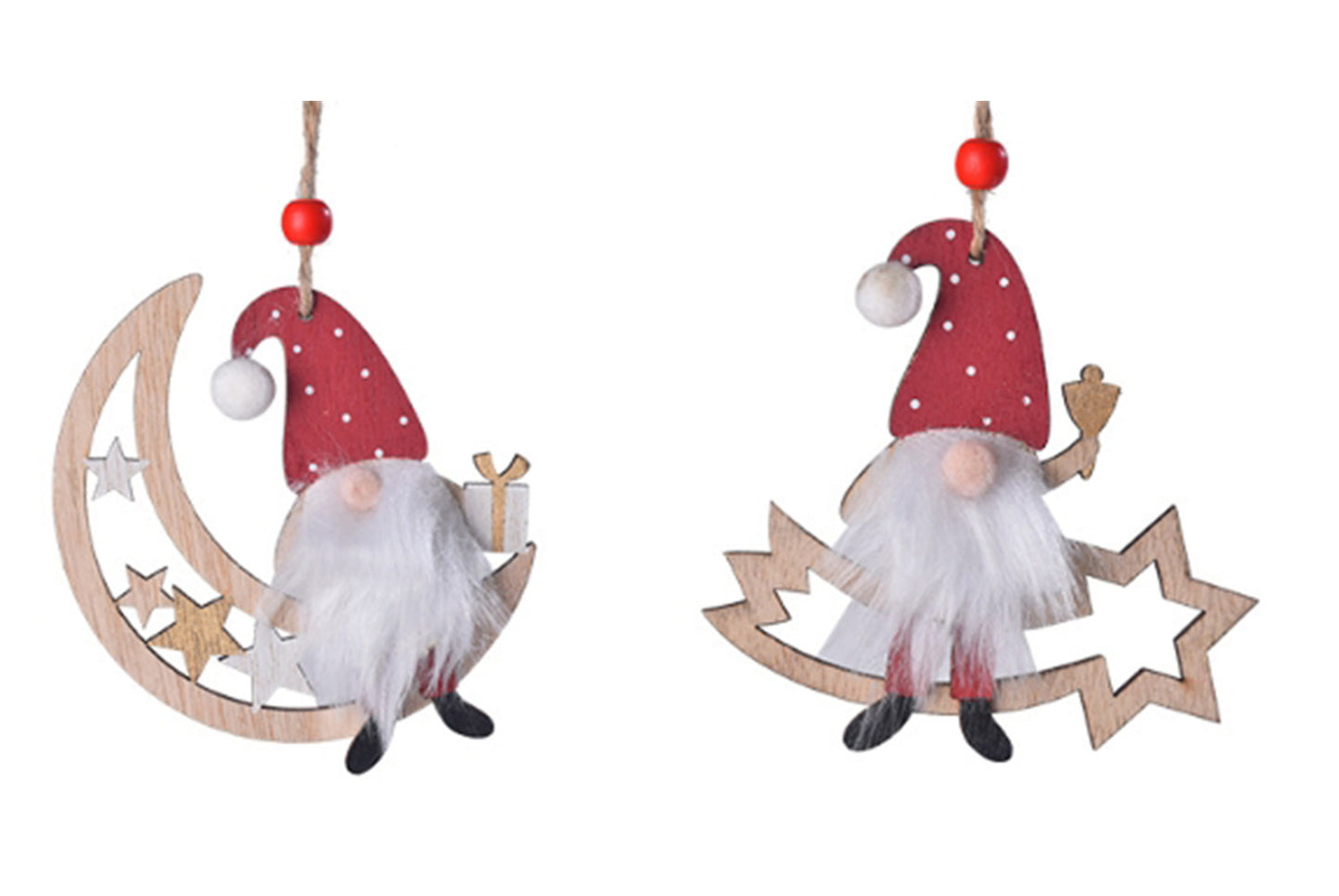 **New Christmas Wooden Ornament - Faceless Old Man Rudolph Ornament**