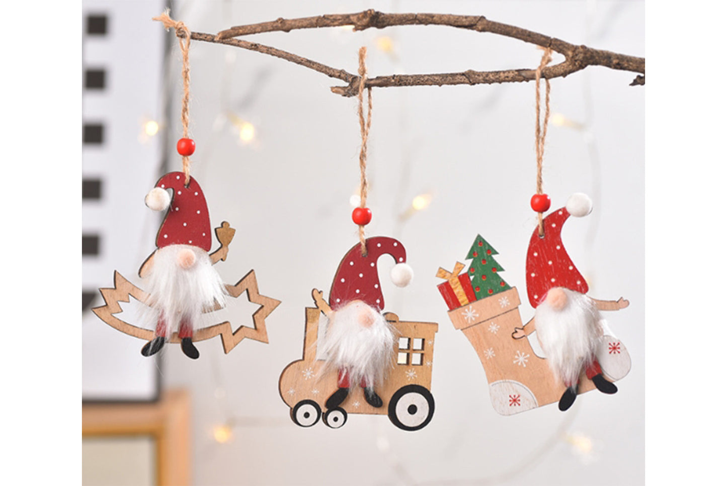 **New Christmas Wooden Ornament - Faceless Old Man Rudolph Ornament**