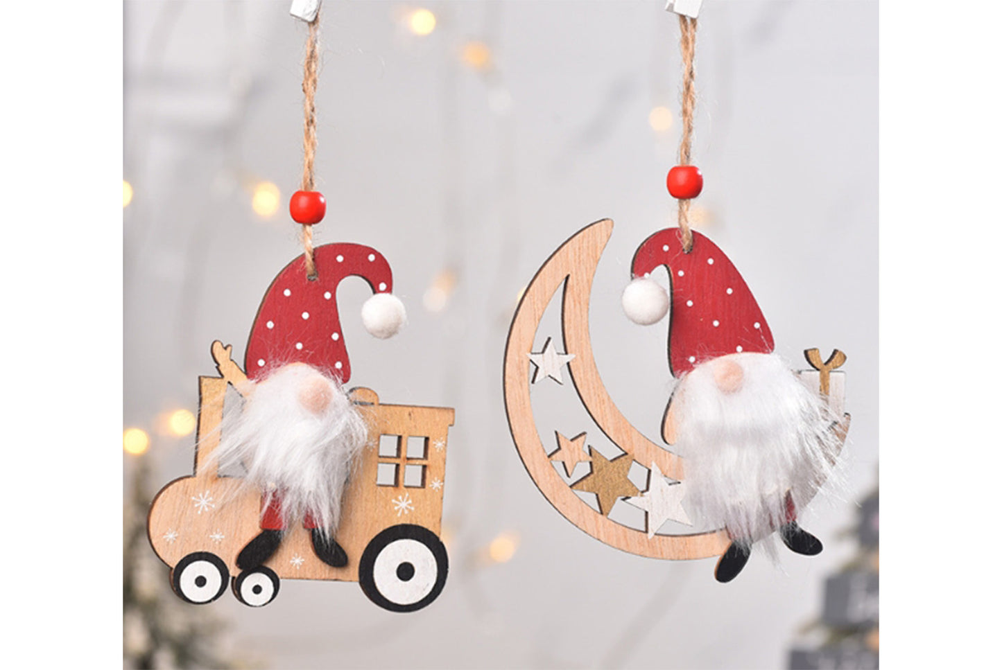 **New Christmas Wooden Ornament - Faceless Old Man Rudolph Ornament**