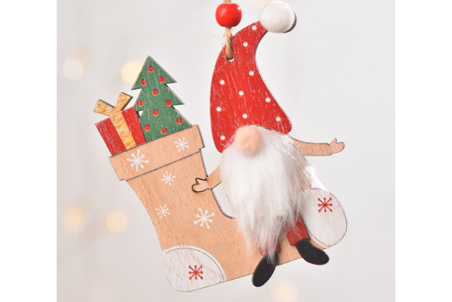 **New Christmas Wooden Ornament - Faceless Old Man Rudolph Ornament**