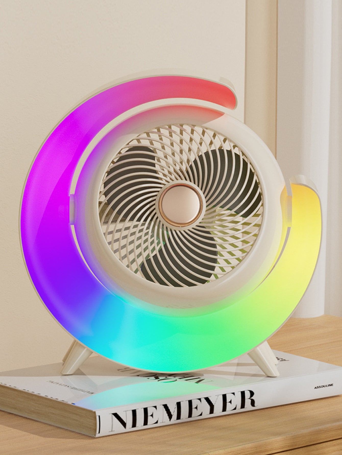 Portable USB Desktop Fan with Ambient Light - 2 Styles and 4 Colours
