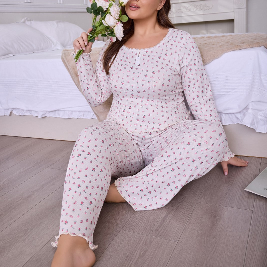 Autumn and winter women's long-sleeved casual pajamas and home wear sets