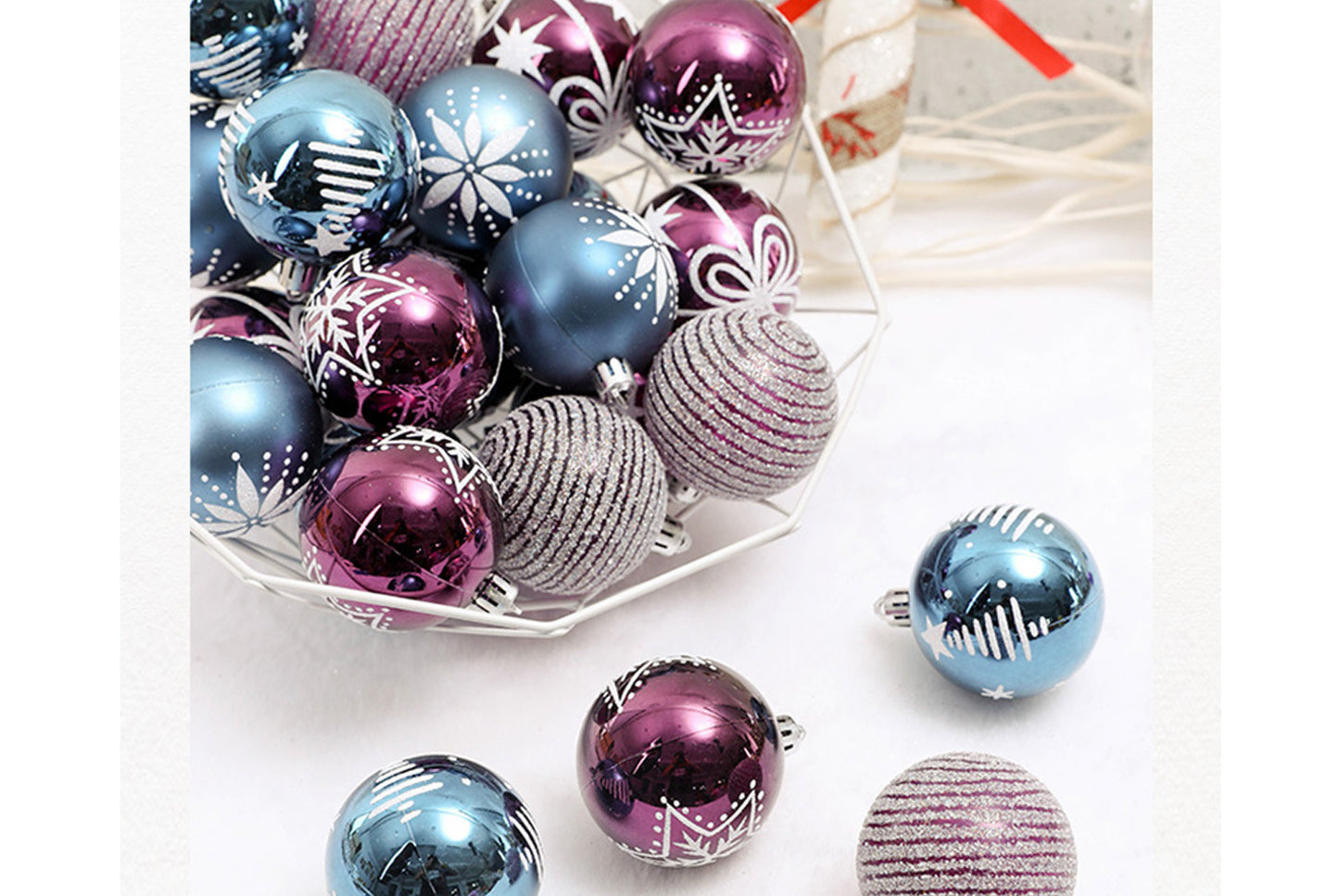 6cm/24 Blue-Purple Painted Ball Set