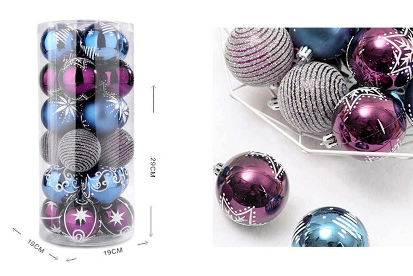 6cm/24 Blue-Purple Painted Ball Set