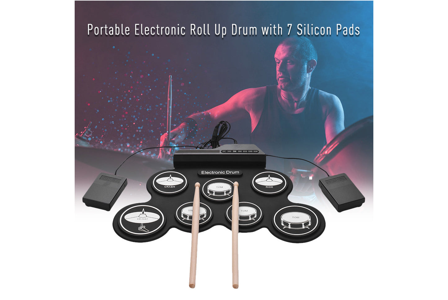 Portable silicone roll drum kit