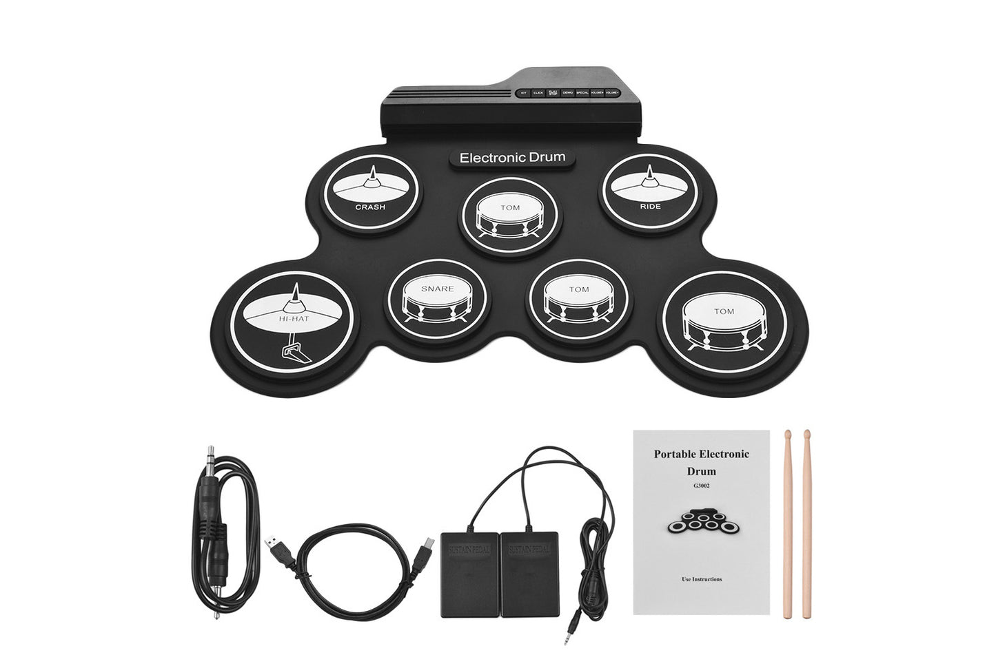 Portable silicone roll drum kit