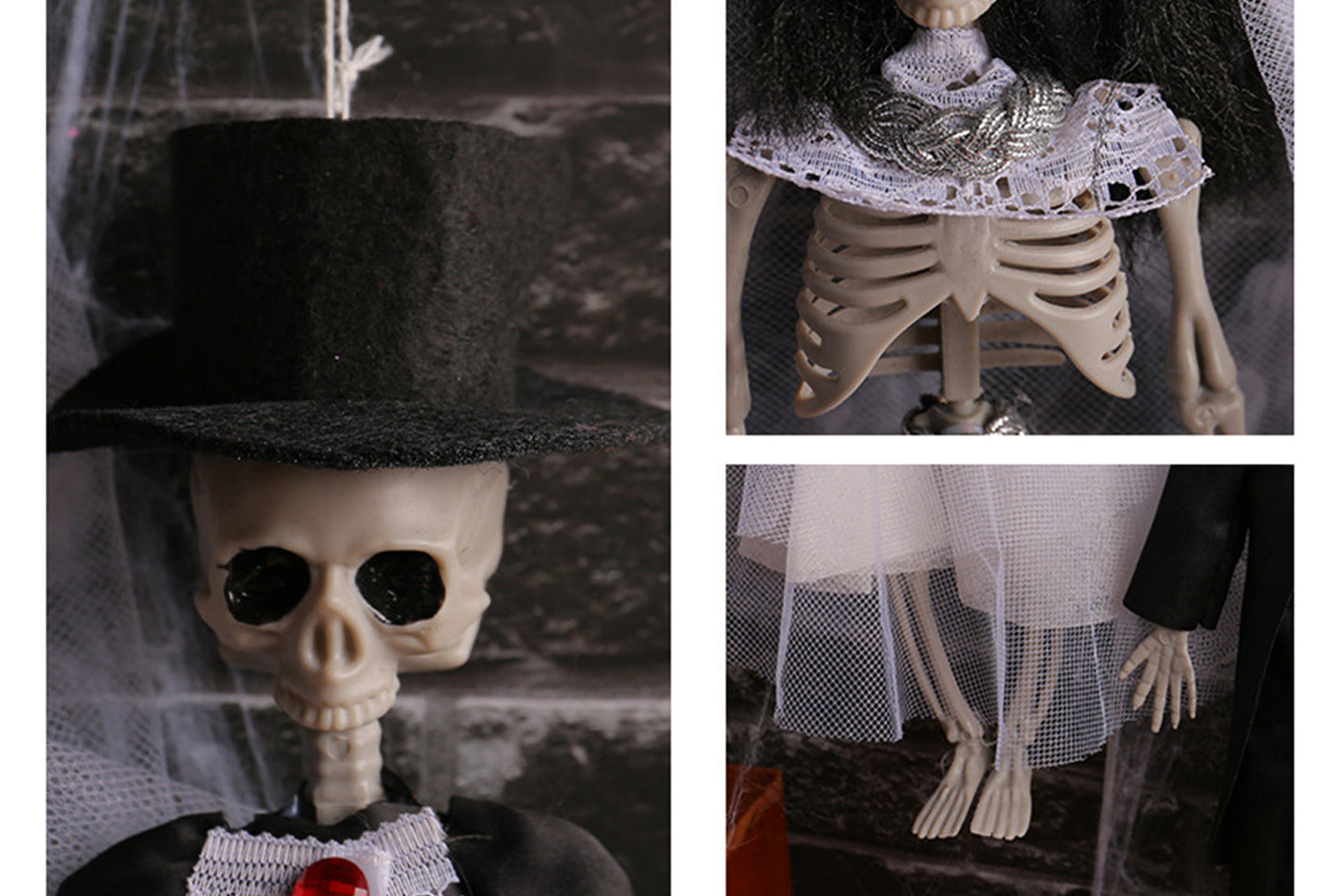 **Haunted House Halloween Skeleton Bride and Groom Hanging Ornament**