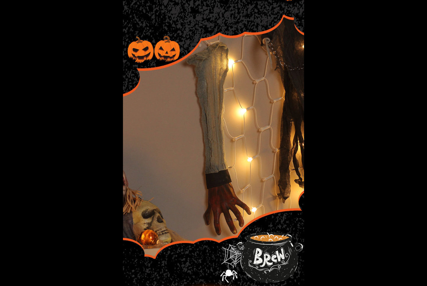 **Severed Finger Skull Horror Prop Pendant**