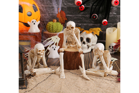 Halloween Resin Skeleton Ornaments | Three "Don't Hear, Don't See, Don't Talk" Styles