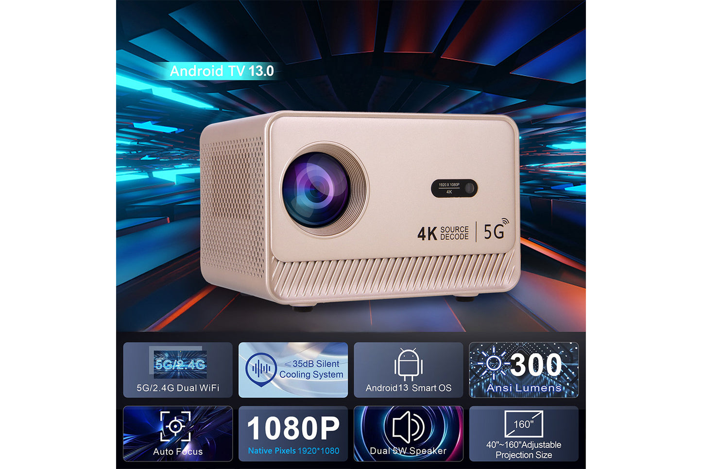 **Q96 E450 Android Projector for Home and Office*(UK plug)