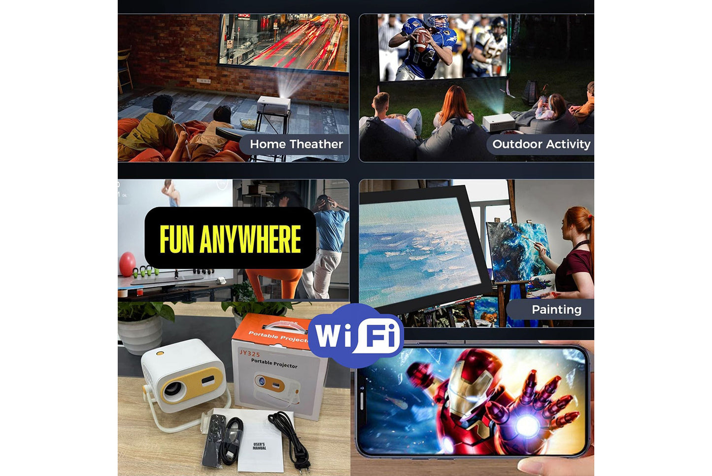 **JY325 Android 4K Projector Portable Smart Home Theater**(UK plug)